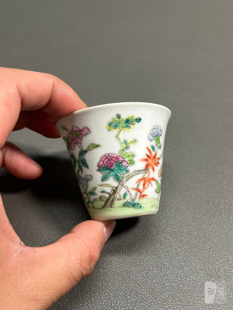 清道光  粉彩花卉纹杯（一对） - 图8